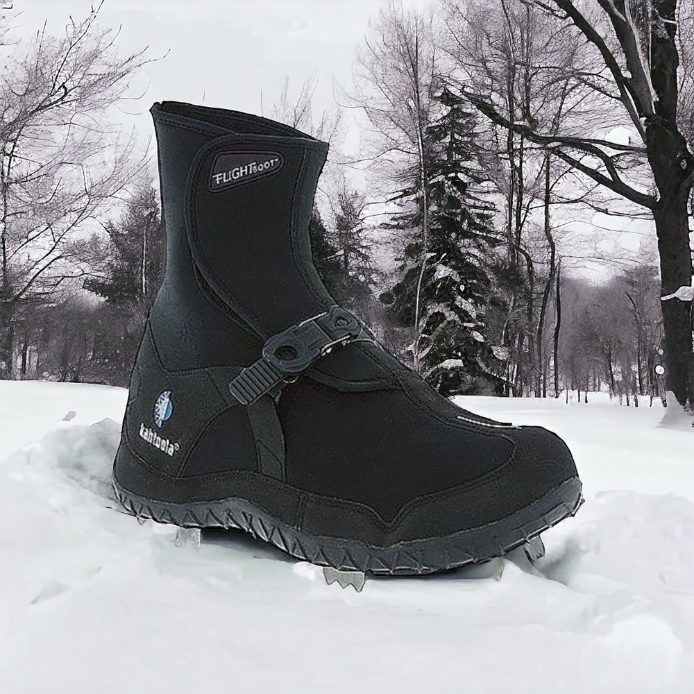 NEW Kahtoola Black Neoprene & Steel Cleat FLIGHT Boots Size XXS (Women's 5-6.5)